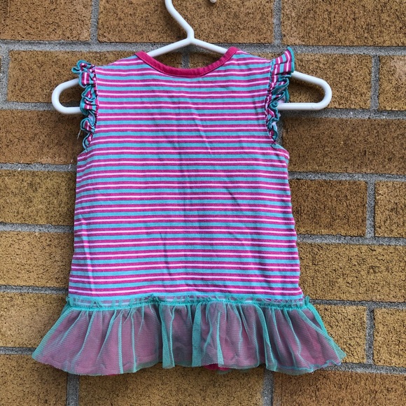 Strawberry Shortcake Vintage Top Striped Tunic With tulle trim Baby Tee 9mo Vtg - Picture 2 of 14